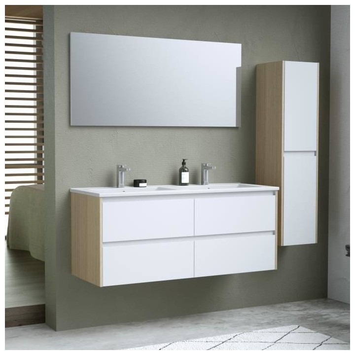 Ensemble SKARA set de salle de bain 120, vanity+vasque+miroir & Colonn