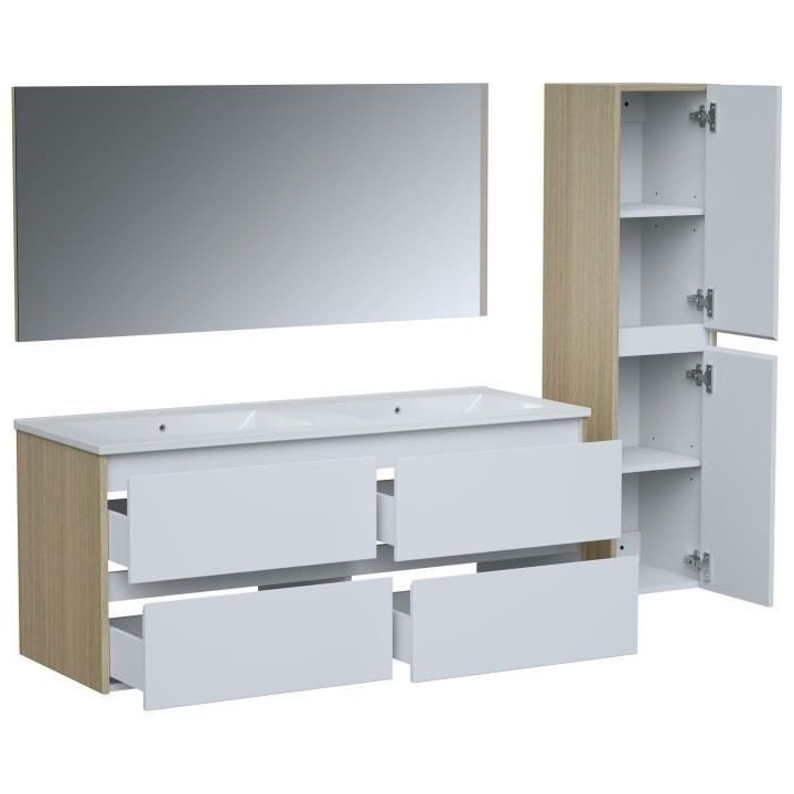 Ensemble SKARA set de salle de bain 120, vanity+vasque+miroir & Colonn