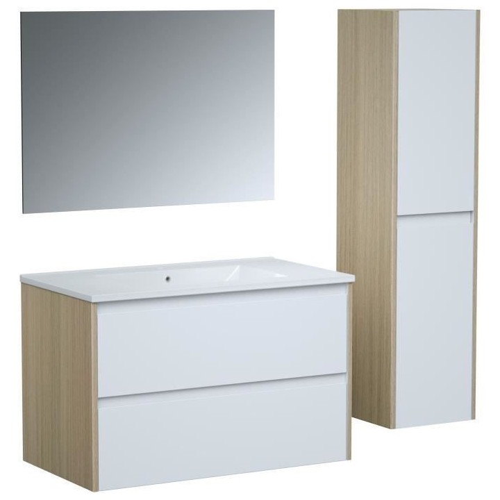 Ensemble SKARA set de salle de bain 80, vanity+vasque+miroir & Colonne