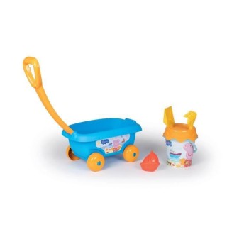SMOBY - PEPPA PIG Chariot de plage garni : seau + tamis + pelle + rât