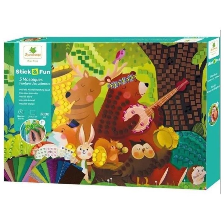 SYCOMORE - 5 TABLEAUX MOSAiQUES ANIMAUX EN FANFARE Dimensions : 24 x 3