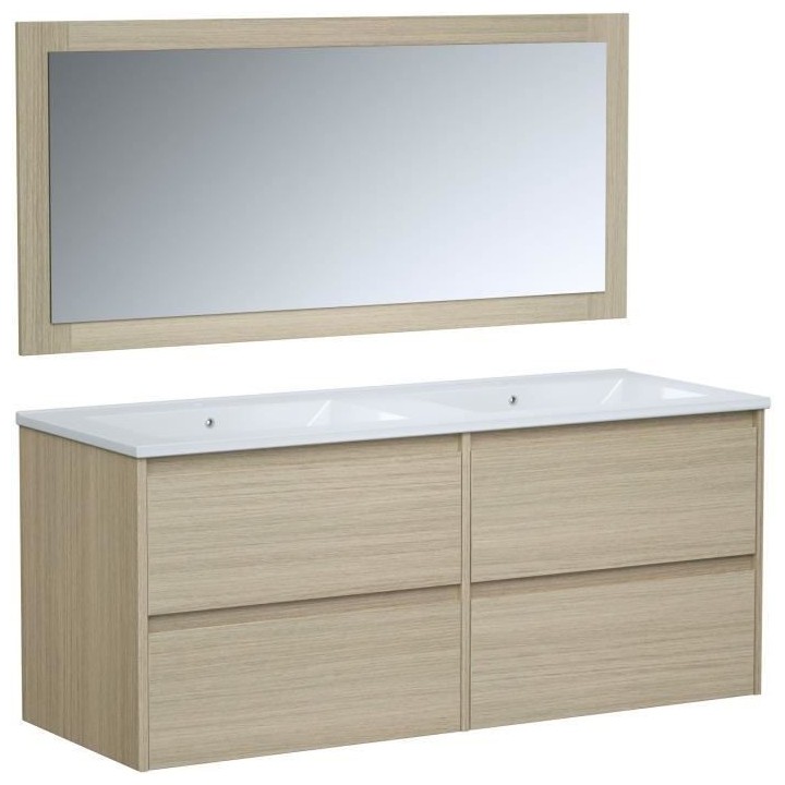 TIMBER, set de salle de bain 120, vanity+vasque+miroir