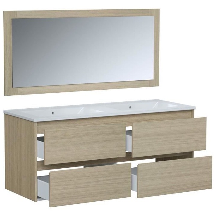 TIMBER, set de salle de bain 120, vanity+vasque+miroir