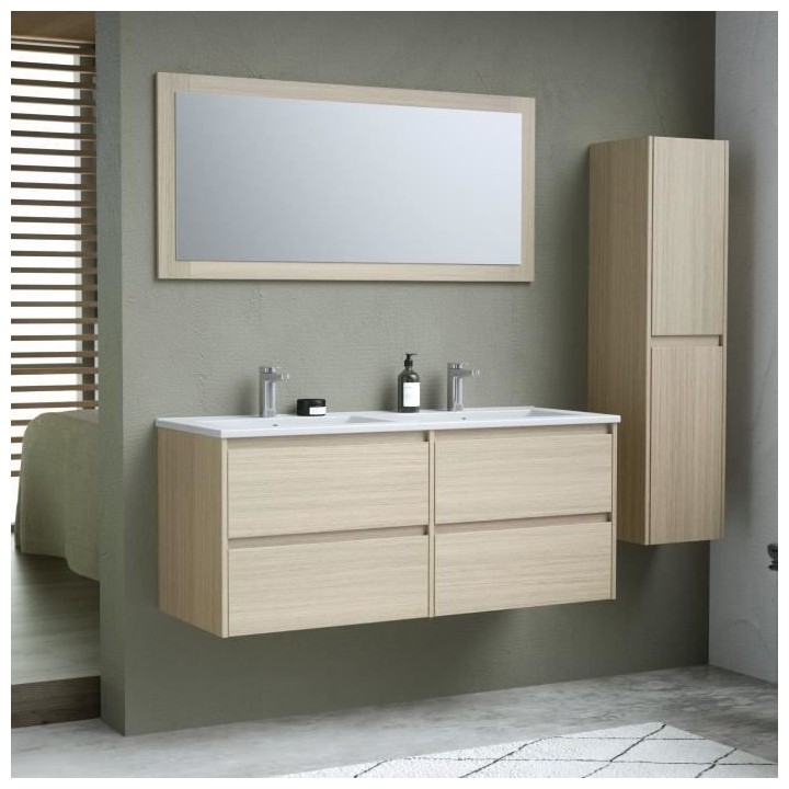 Ensemble TIMBER, set de salle de bain 120, vanity+vasque+miroir & colo