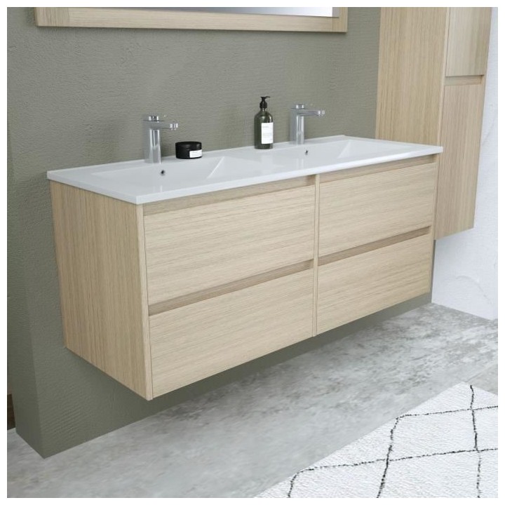 Ensemble TIMBER, set de salle de bain 120, vanity+vasque+miroir & colo