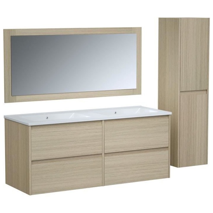 Ensemble TIMBER, set de salle de bain 120, vanity+vasque+miroir & colo