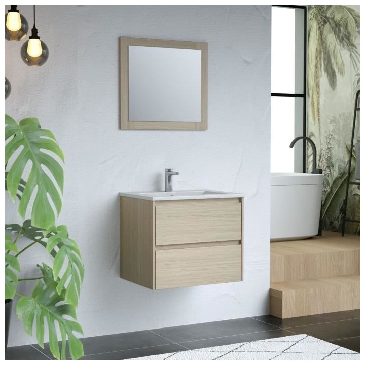 TIMBER, set de salle de bain 60, vanity+vasque+miroir