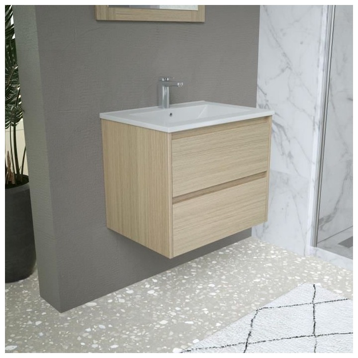 TIMBER, set de salle de bain 60, vanity+vasque+miroir