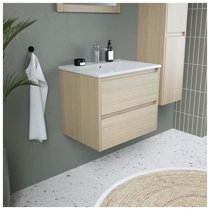 Ensemble TIMBER, set de salle de bain 60, vanity+vasque+miroir & colon