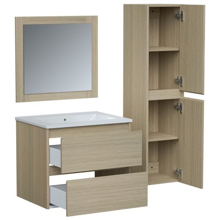 Ensemble TIMBER, set de salle de bain 60, vanity+vasque+miroir & colon