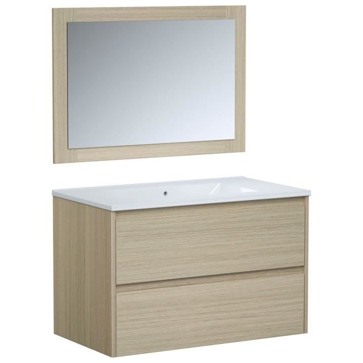 TIMBER, set de salle de bain 80, vanity+vasque+miroir