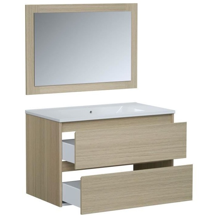 TIMBER, set de salle de bain 80, vanity+vasque+miroir