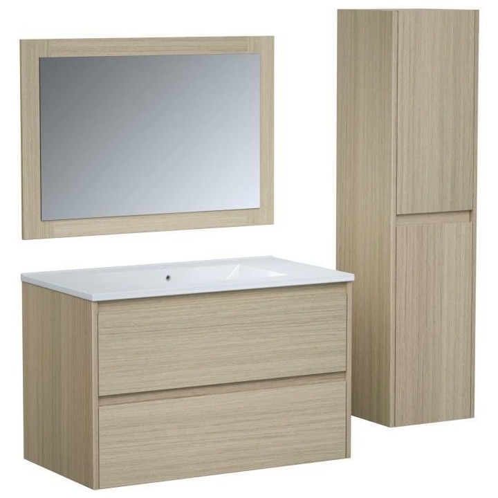 Ensemble TIMBER, set de salle de bain 80, vanity+vasque+miroir & colon