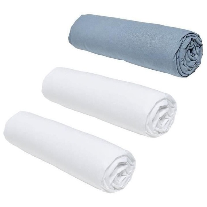 Lot de 3 draps housses TODAY Essential - 140 x 190 cm - 2 personnes -
