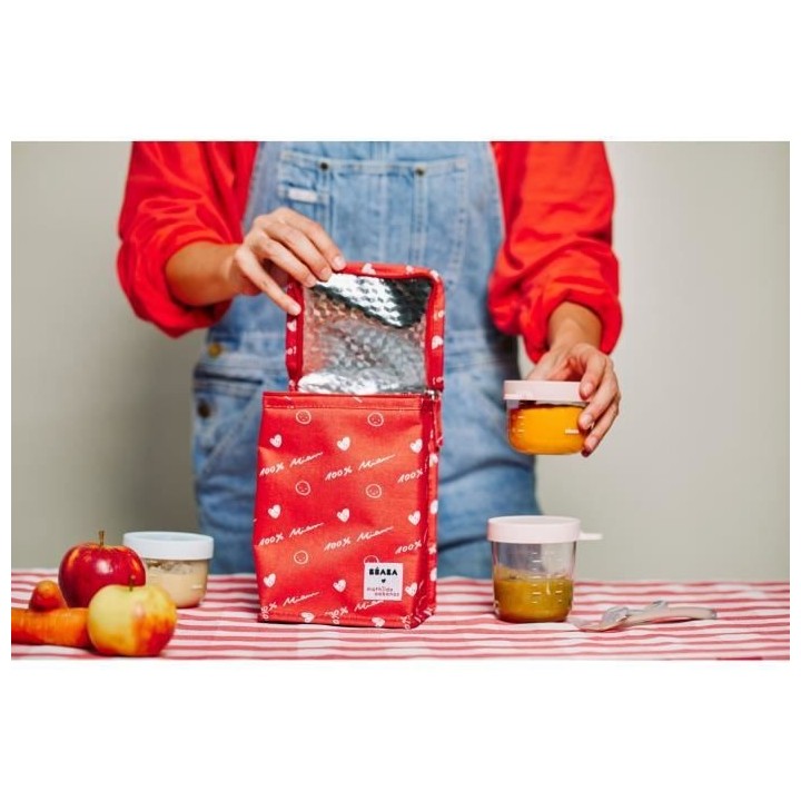 BEABA, Pochette repas isotherme Rouge Mathilde Cabanas