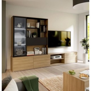Meuble TV mural suspendu ULEZZA : Meuble TV 3 portes + Etagere - Eclai