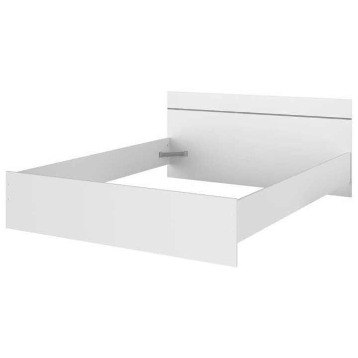 Lit adulte BOSTON 160x200 - Décor blanc - Fabriqué en France