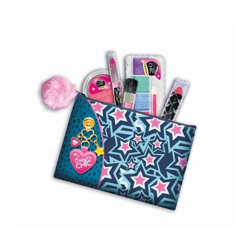 Clementoni Crazy Chic - Pochette de Maquillage lavable en tissu - Contient 5 produits de maquillage