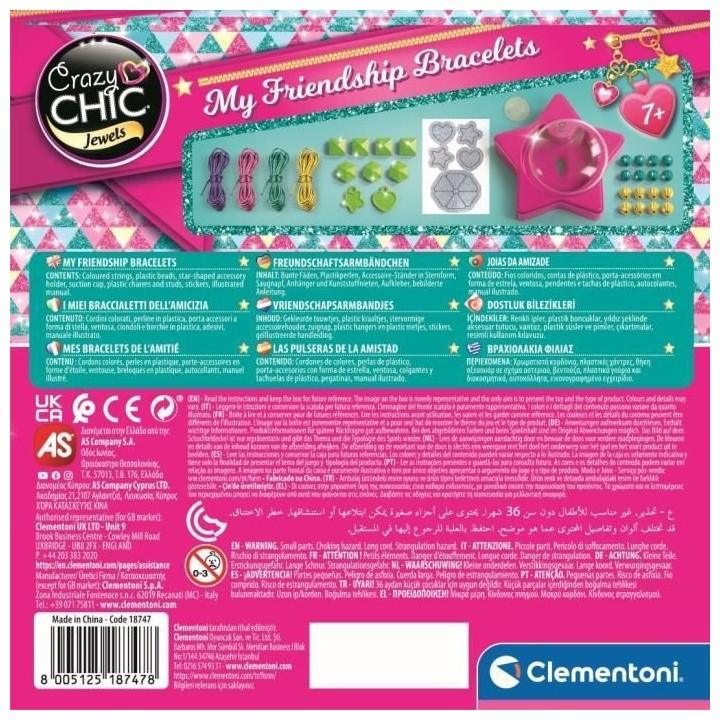 Clementoni Crazy Chic - Coffret création de bracelets de l'amitié -