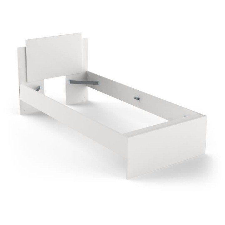 Lit gigogne LIFE 1 personne - 90 x 190/200 cm - Décor blanc - DEMEYER