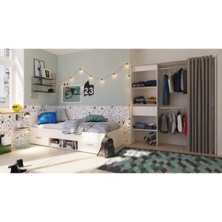 Chambre complete enfant LILA : Lit + Dressing - Décor blanc - DEMEYER