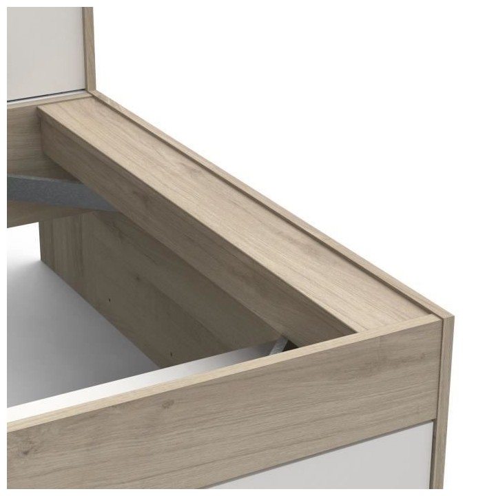 Lit enfant LIFE 1 personne - 90X190/200 - Rangements - Décor Chene et