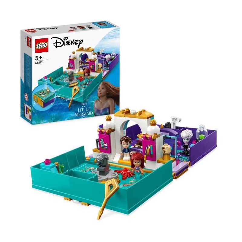 LEGO Disney Princess 43213 Le Livre d'Histoire : La Petite Sirene, Jouet avec Micro-Poupées Ariel et Prince Eric