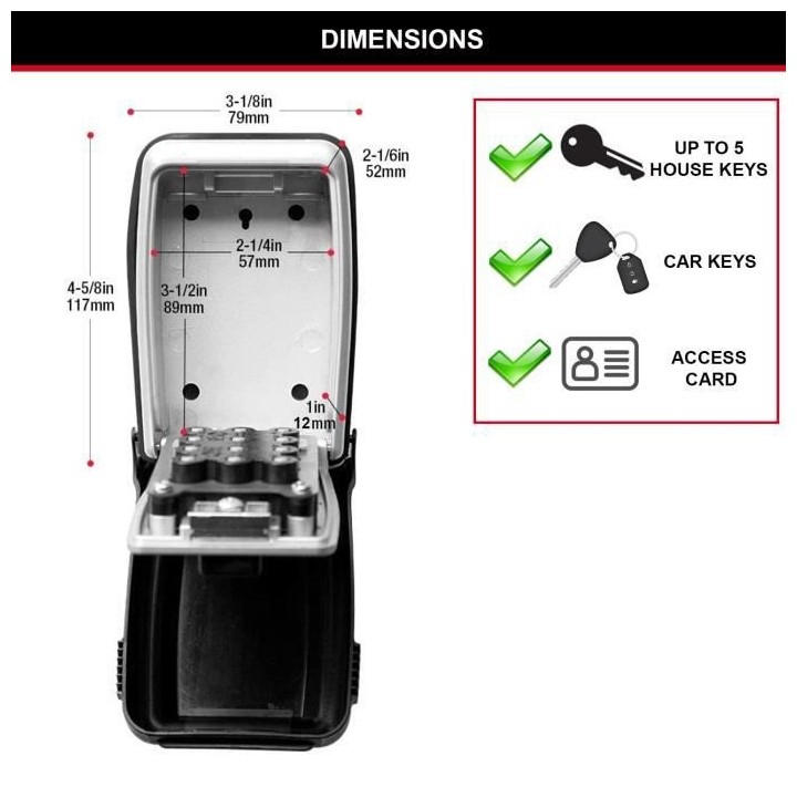 Boite a Clés sécurisée murale MASTERLOCK 5423EURD - Boutons Poussoi