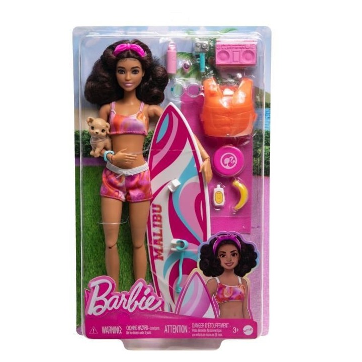 BARBIE - BARBIE BARBIE SURF DOLL + ACCY (CP6) - 21A - poupée - 3 ans