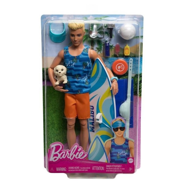 BARBIE - BARBIE KEN SURF DOLL + ACCY (CP6) - 21A - poupée - 3 ans et