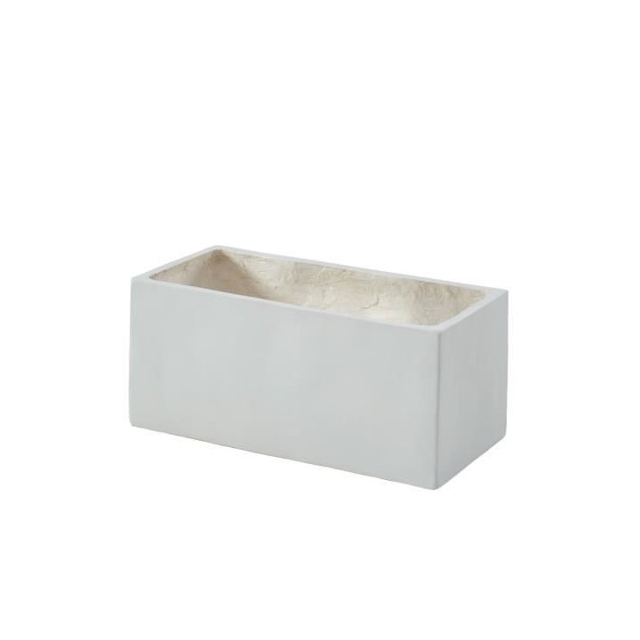 Bac a fleurs en fibre de verre style ciment - 56 x 27 x 25 cm - 35 L -