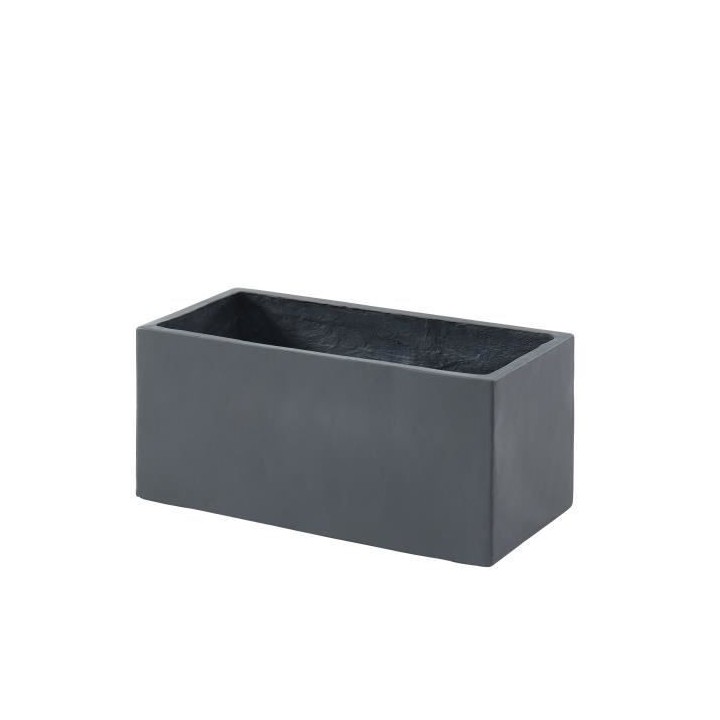 Bac a fleurs en fibre de verre style ciment - 56 x 27 x 25 cm - 35 L -