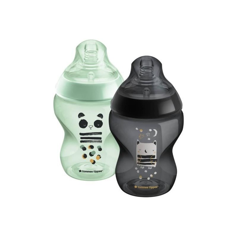 TOMMEE TIPPEE 2 Biberons CTN 260 ml, sans BPA, décoré