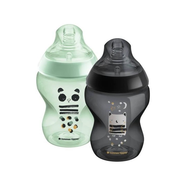 TOMMEE TIPPEE 2 Biberons CTN 260 ml, sans BPA, décoré