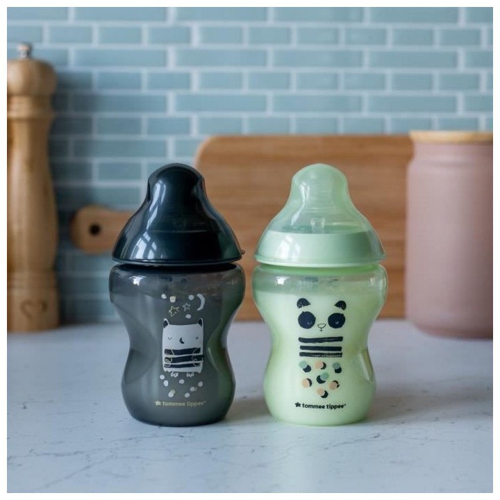TOMMEE TIPPEE 2 Biberons CTN 260 ml, sans BPA, décoré
