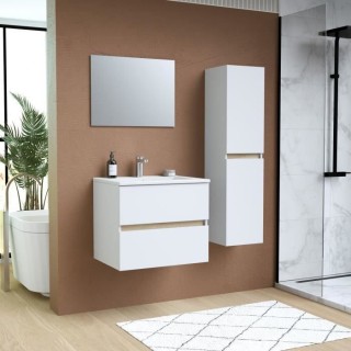 Ensemble Totem Blanc set de salle de bain 60, vanity+vasque+miroir & C