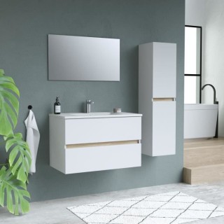 Ensemble Totem Blanc set de salle de bain 80, vanity+vasque+miroir & C