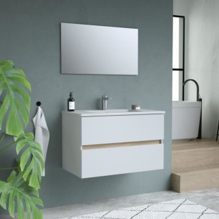 TOTEM Blanc, set de salle de bain 80, vanity+vasque+miroir