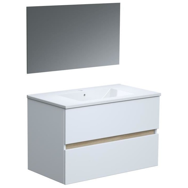 TOTEM Blanc, set de salle de bain 80, vanity+vasque+miroir