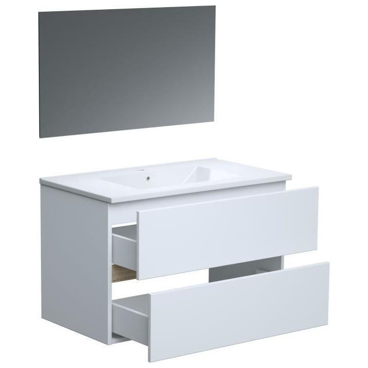 TOTEM Blanc, set de salle de bain 80, vanity+vasque+miroir