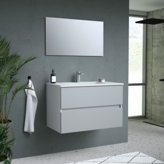 TOTEM Gris, set de salle de bain 80, vanity+vasque+miroir