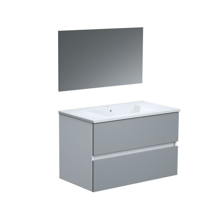 TOTEM Gris, set de salle de bain 80, vanity+vasque+miroir