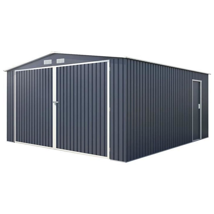 Garage en métal 16 m² - Avec kit d'ancrage inclus 3,80 m x 4,20 m