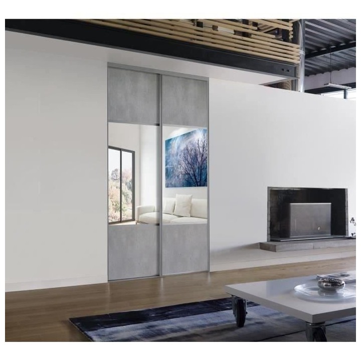 OPTIMUM Kit Portes de placard coulissantes - L120 cm x H250 cm - Déco
