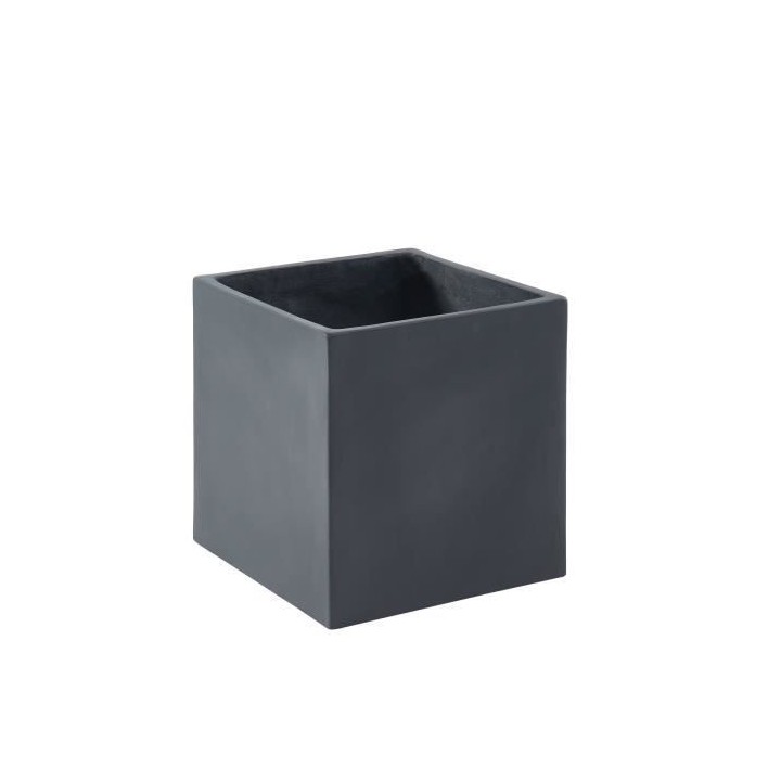 Bac a fleurs en fibre de verre style ciment - 42 x 42 x 40 cm - Gris A