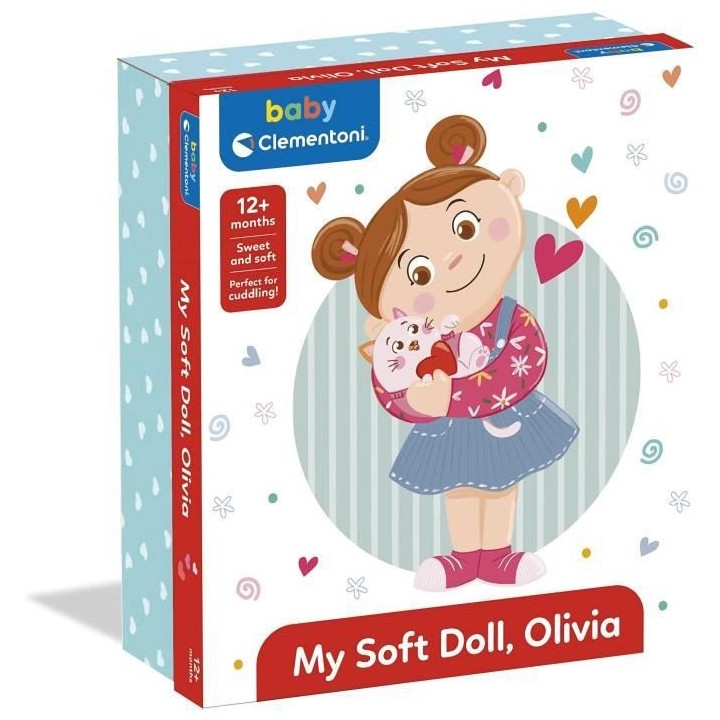 Baby Clementoni - Olivia, ma poupée a moi - Poupée douce 26,5cm + 3