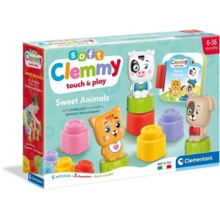 Clementoni - Cubes & Animaux Soft Clemmy - 6 cubes + 3 personnages + L