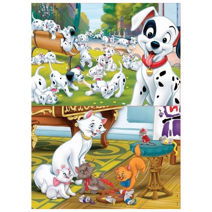BOIS DISNEY ANIMALS - DALMATIENS + ARISTOCHATS - 2 puzzles en bois
