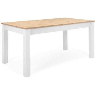 Table a manger extensible BERGEN - Décor chene artisan et blanc - Ral