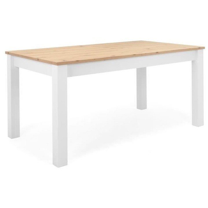 Table a manger extensible BERGEN - Décor chene artisan et blanc - Ral
